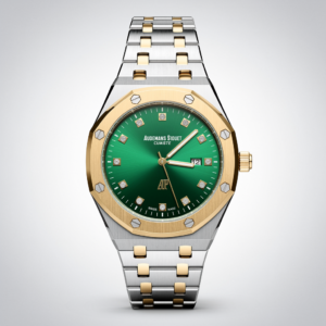 Luxury Two-Tone Octagonal Watch – Available in Green, Silver & Black